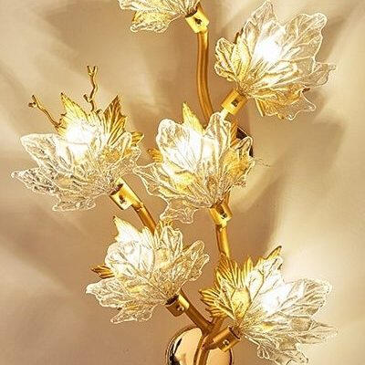 Luxurious Gold Branch and Crystal Maple Leaves Wall Lamp - Sage Design Group - Annette C. Sage, CEO